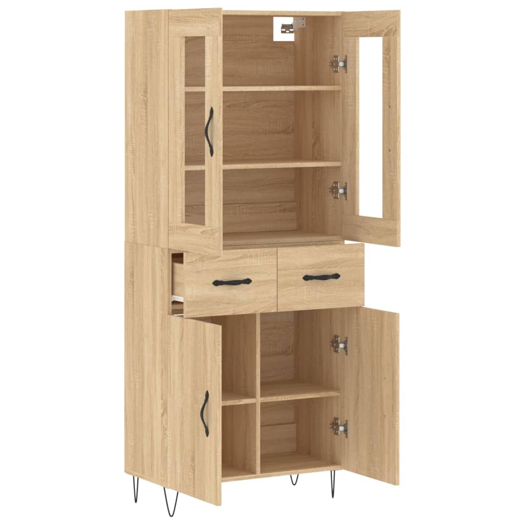 Hoge Kast 69,5X34X80 Cm Bewerkt Hout Kleurig Sonoma eiken 2 deuren 2 lades