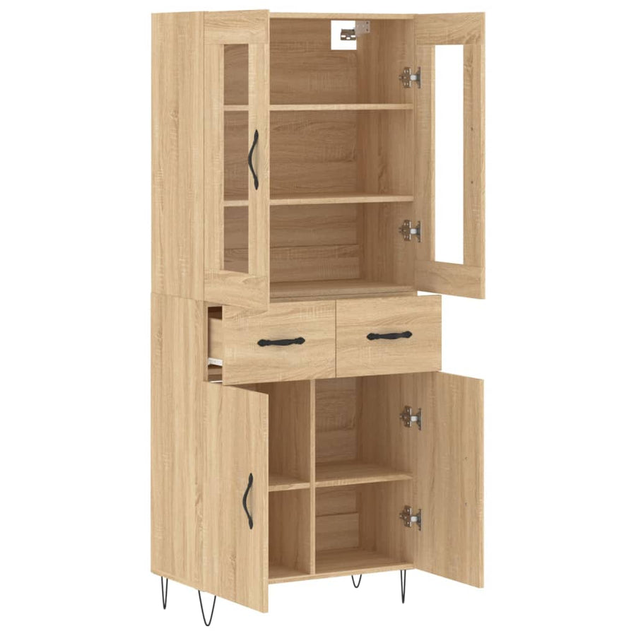 Hoge Kast 69,5X34X80 Cm Bewerkt Hout Kleurig Sonoma eiken 2 deuren 2 lades