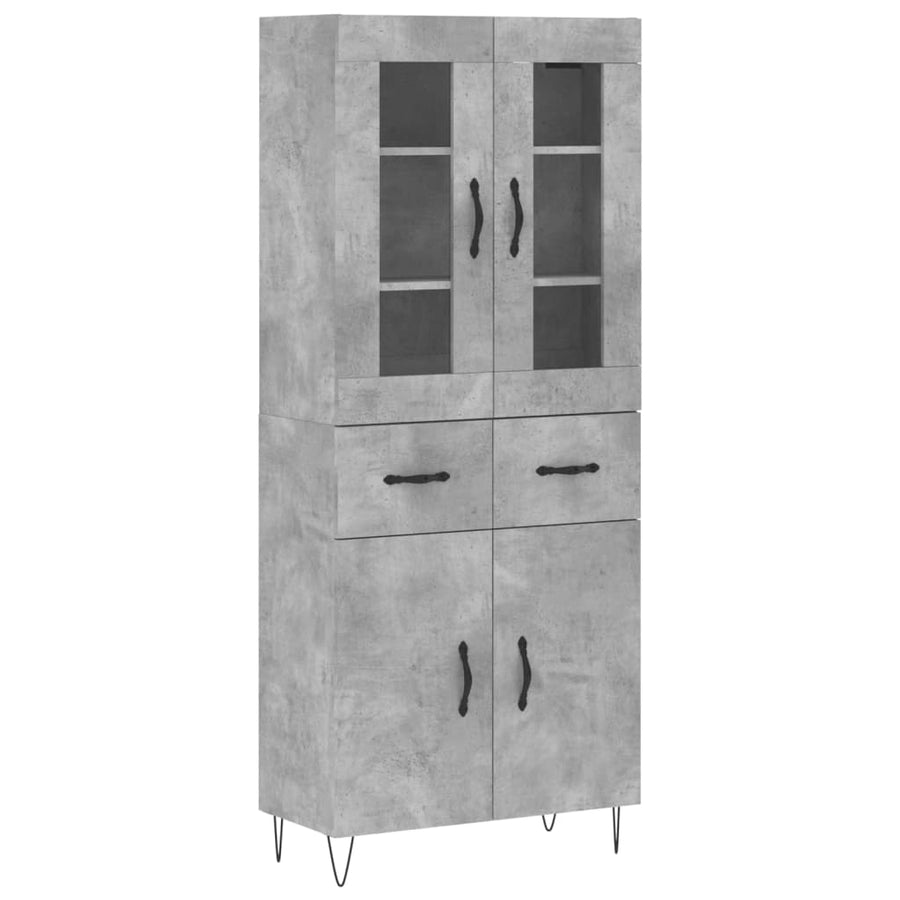 Hoge Kast 69,5X34X180 Cm Bewerkt Hout Betongrijs