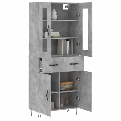 Hoge Kast 69,5X34X180 Cm Bewerkt Hout Betongrijs