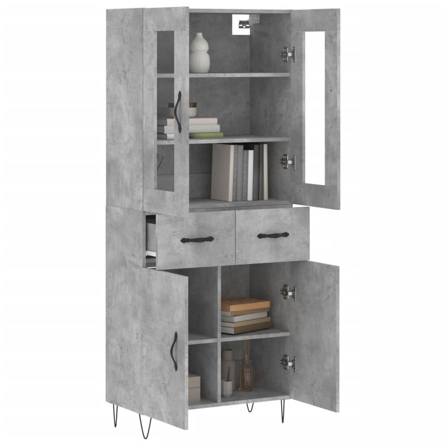 Hoge Kast 69,5X34X180 Cm Bewerkt Hout Betongrijs