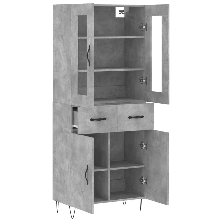Hoge Kast 69,5X34X180 Cm Bewerkt Hout Betongrijs
