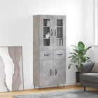 Hoge kast 69,5x34x180 cm bewerkt hout betongrijs