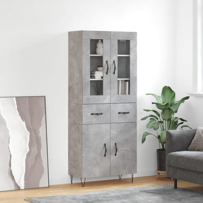 Hoge Kast 69,5X34X180 Cm Bewerkt Hout Betongrijs