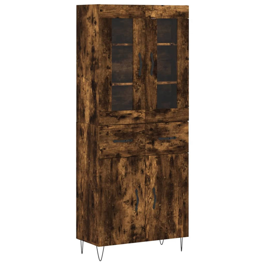 Hoge Kast 69,5X34X180 Cm Bewerkt Hout Kleurig Gerookt eiken