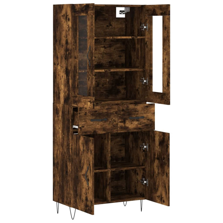 Hoge Kast 69,5X34X180 Cm Bewerkt Hout Kleurig Gerookt eiken