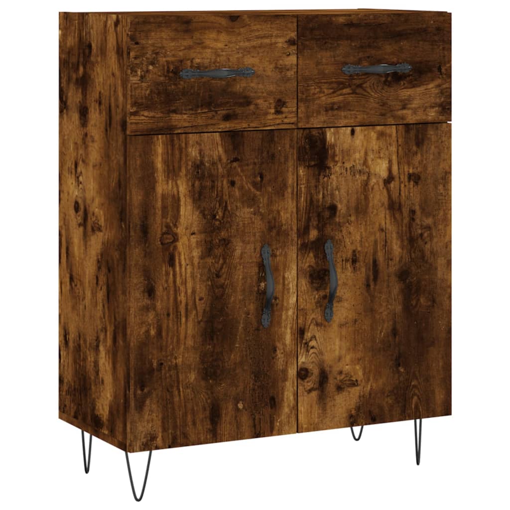 Hoge Kast 69,5X34X180 Cm Bewerkt Hout Kleurig Gerookt eiken