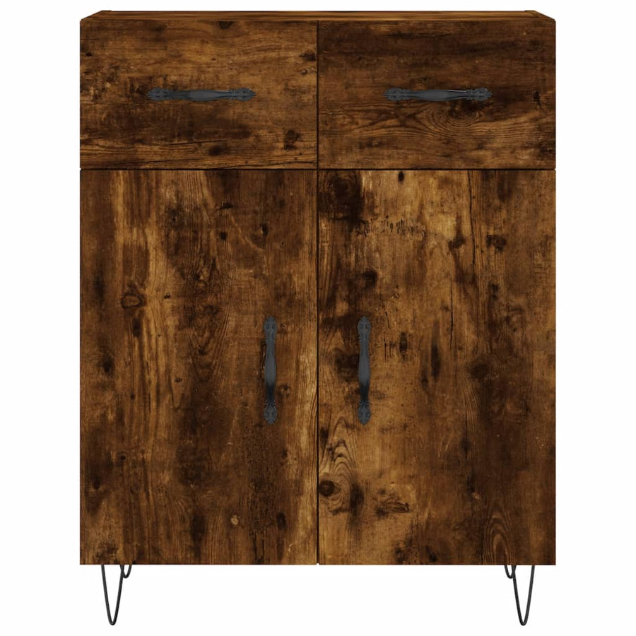 Hoge Kast 69,5X34X180 Cm Bewerkt Hout Kleurig Gerookt eiken