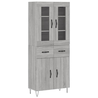 Hoge Kast 69,5X34X180 Cm Bewerkt Hout Eikenkleurig Grijs sonoma
