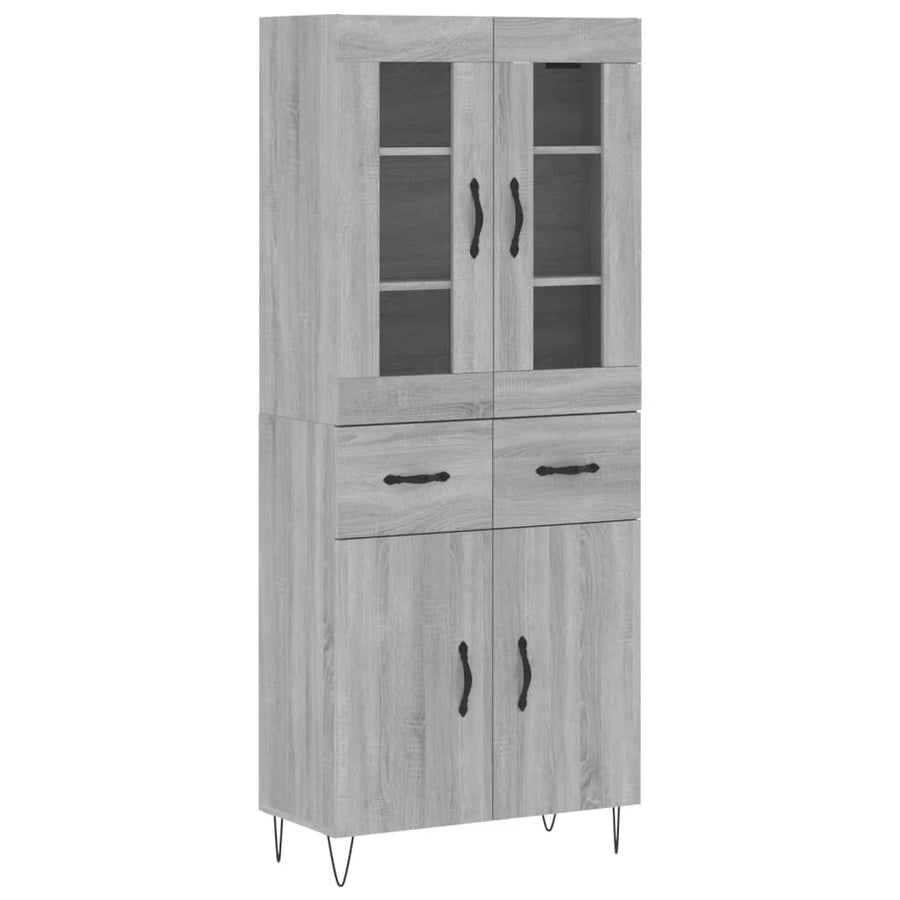 Hoge Kast 69,5X34X180 Cm Bewerkt Hout Eikenkleurig Grijs sonoma