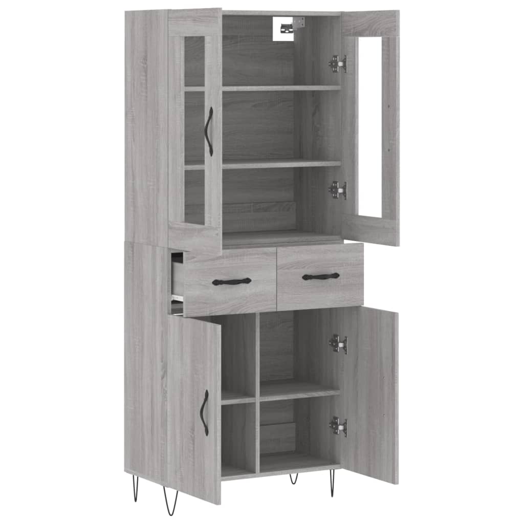 Hoge Kast 69,5X34X180 Cm Bewerkt Hout Eikenkleurig Grijs sonoma
