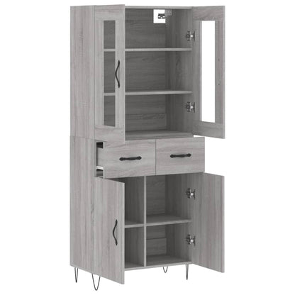 Hoge Kast 69,5X34X180 Cm Bewerkt Hout Eikenkleurig Grijs sonoma