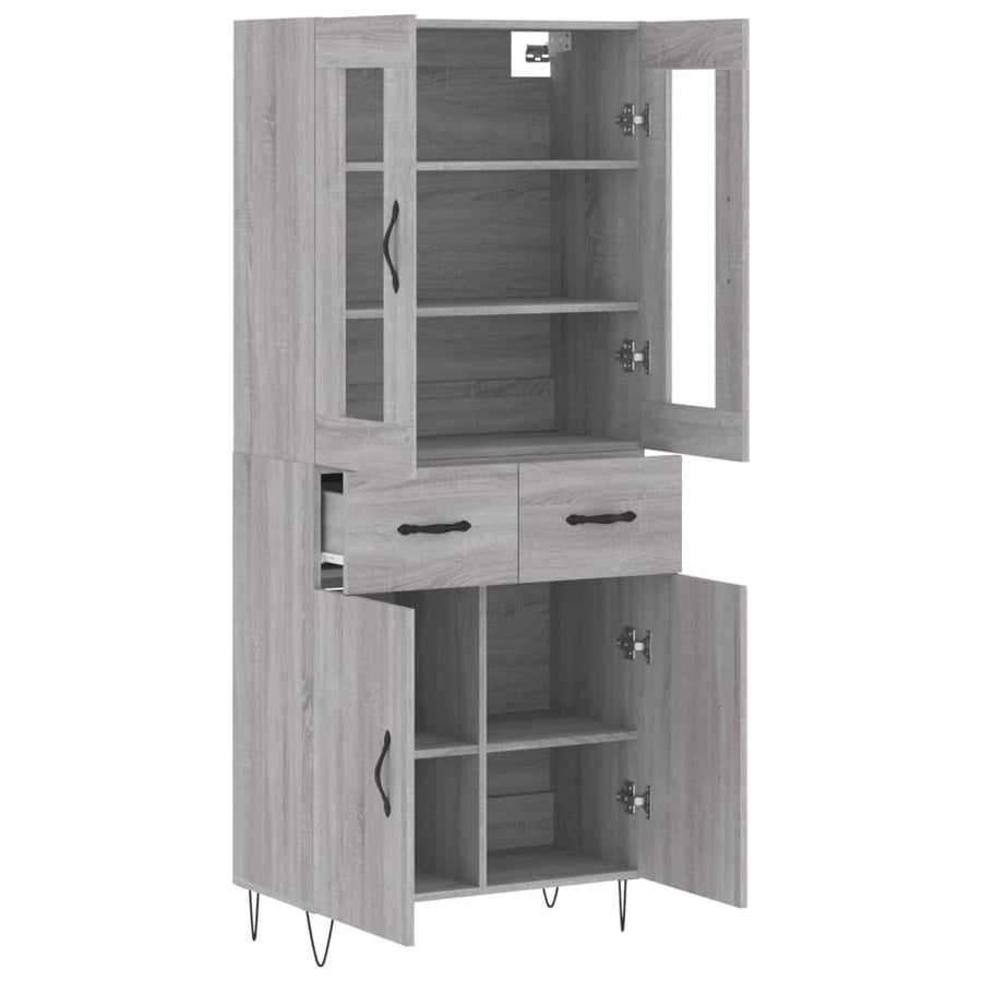 Hoge Kast 69,5X34X180 Cm Bewerkt Hout Eikenkleurig Grijs sonoma