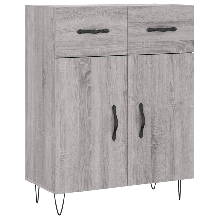 Hoge Kast 69,5X34X180 Cm Bewerkt Hout Eikenkleurig Grijs sonoma