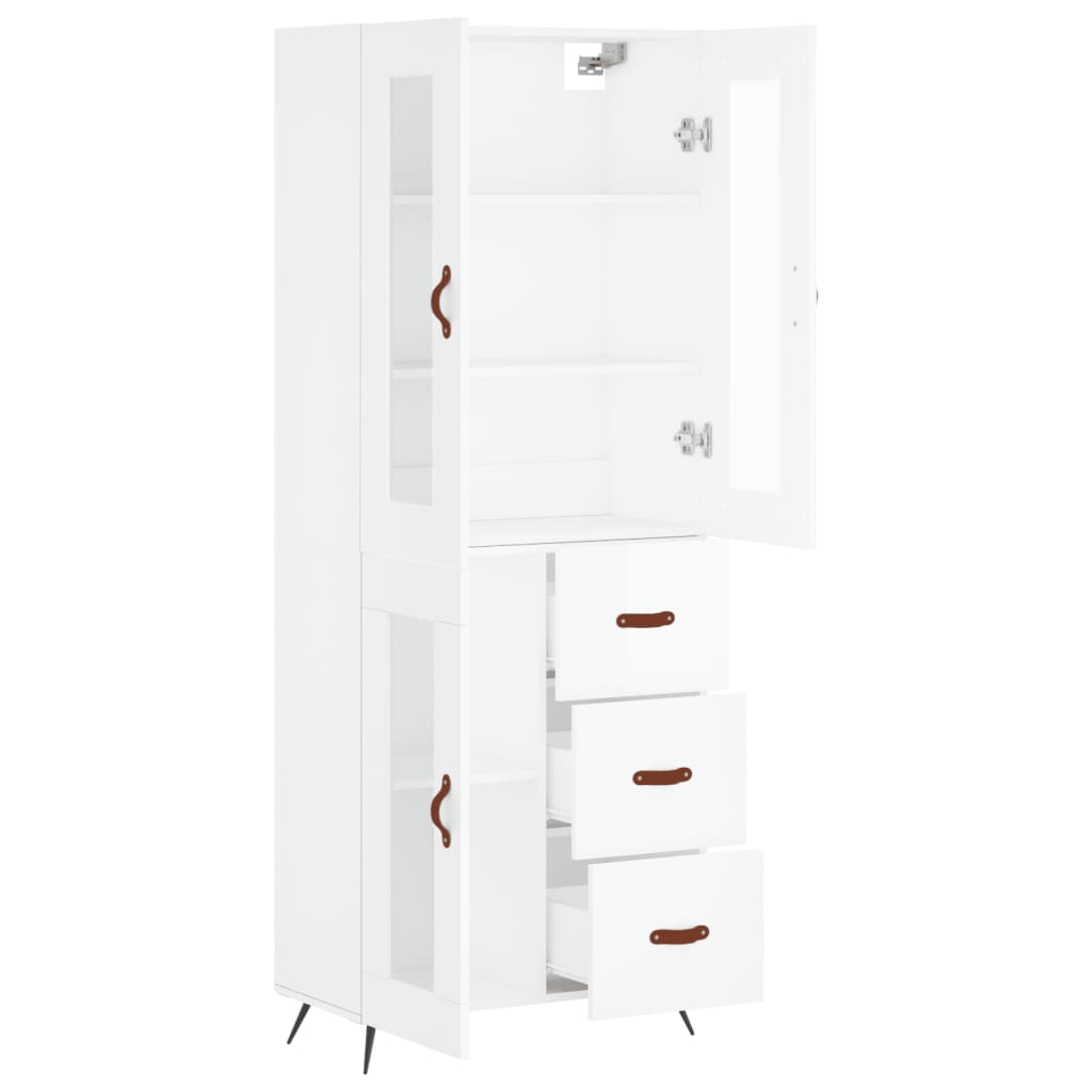 Hoge Kast 69,5X34X180 Cm Bewerkt Hout Wit