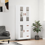 Hoge kast 69,5x34x180 cm bewerkt hout wit