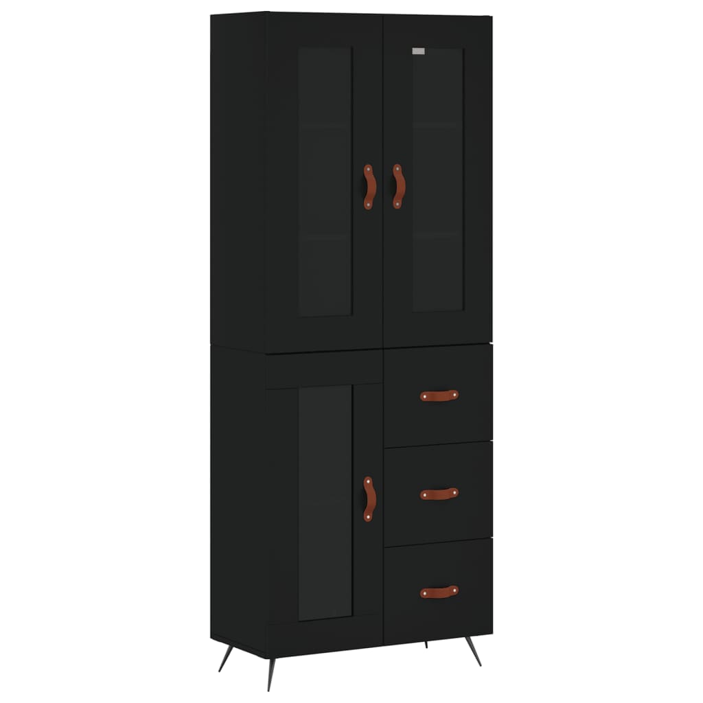 Hoge Kast 69,5X34X180 Cm Bewerkt Hout Zwart