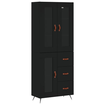 Hoge Kast 69,5X34X180 Cm Bewerkt Hout Zwart
