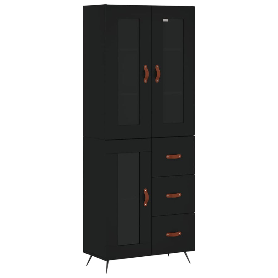Hoge Kast 69,5X34X180 Cm Bewerkt Hout Zwart