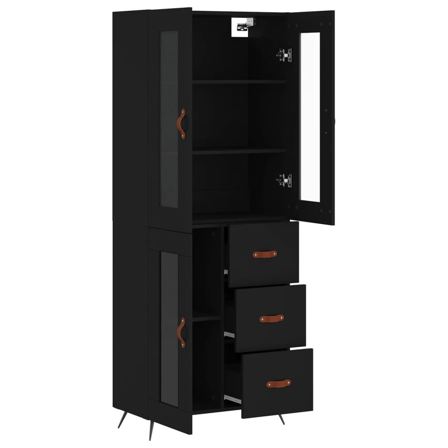 Hoge Kast 69,5X34X180 Cm Bewerkt Hout Zwart