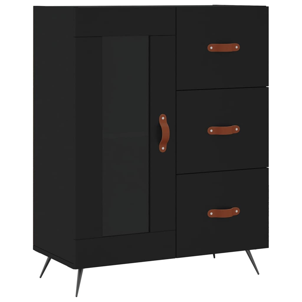 Hoge Kast 69,5X34X180 Cm Bewerkt Hout Zwart