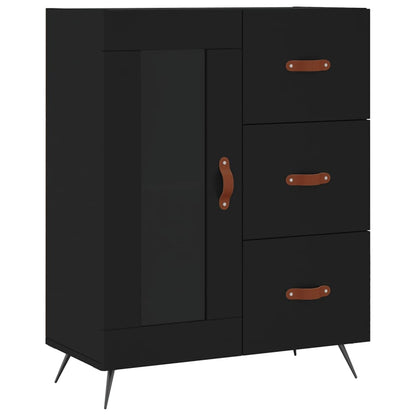Hoge Kast 69,5X34X180 Cm Bewerkt Hout Zwart