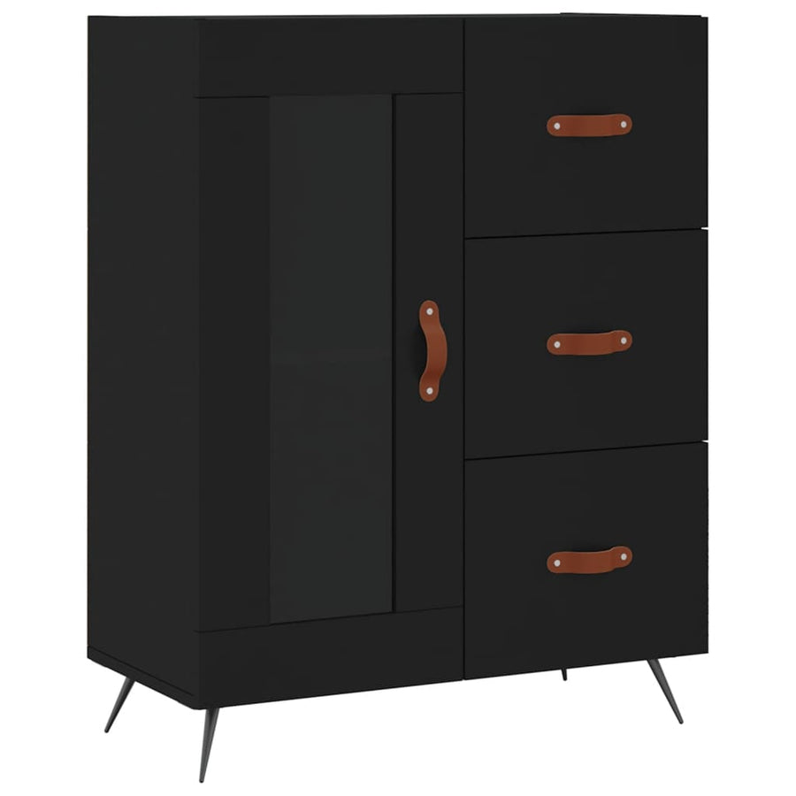 Hoge Kast 69,5X34X180 Cm Bewerkt Hout Zwart