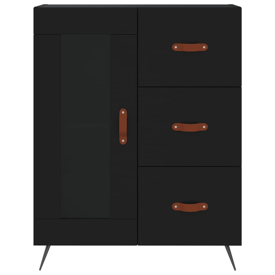Hoge Kast 69,5X34X180 Cm Bewerkt Hout Zwart