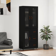 Hoge kast 69,5x34x180 cm bewerkt hout zwart