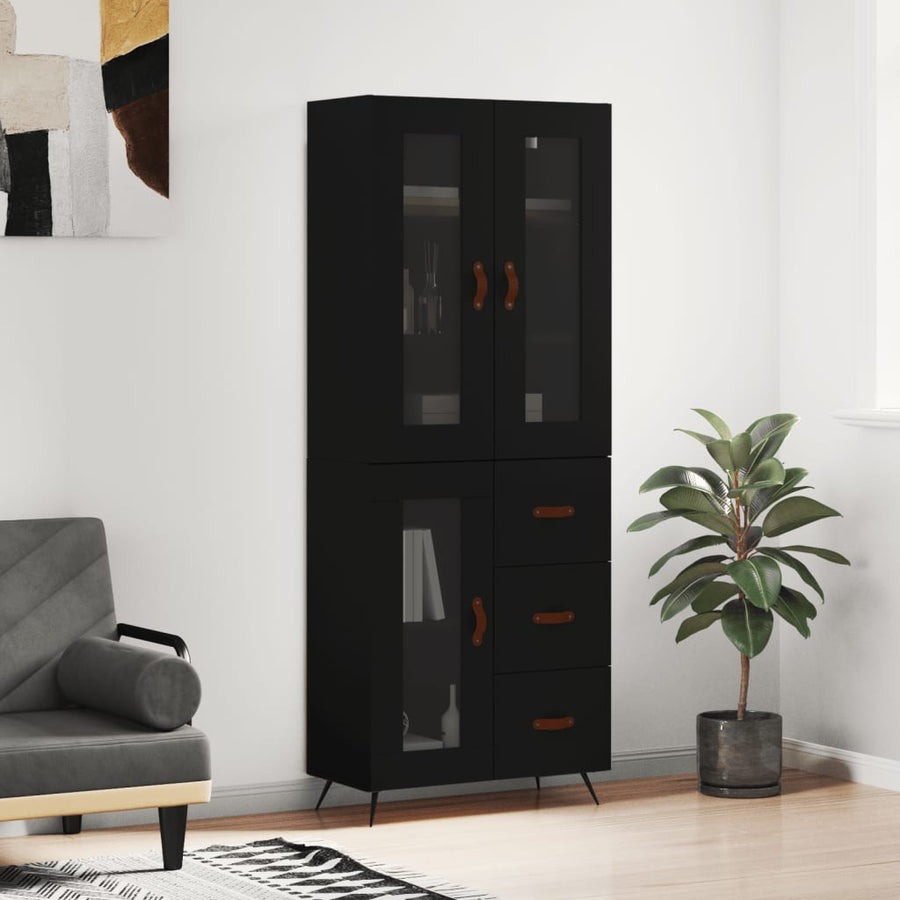 Hoge Kast 69,5X34X180 Cm Bewerkt Hout Zwart