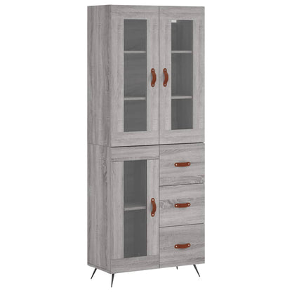 Hoge Kast 69,5X34X180 Cm Bewerkt Hout Grijs Sonoma Eikenkleurig