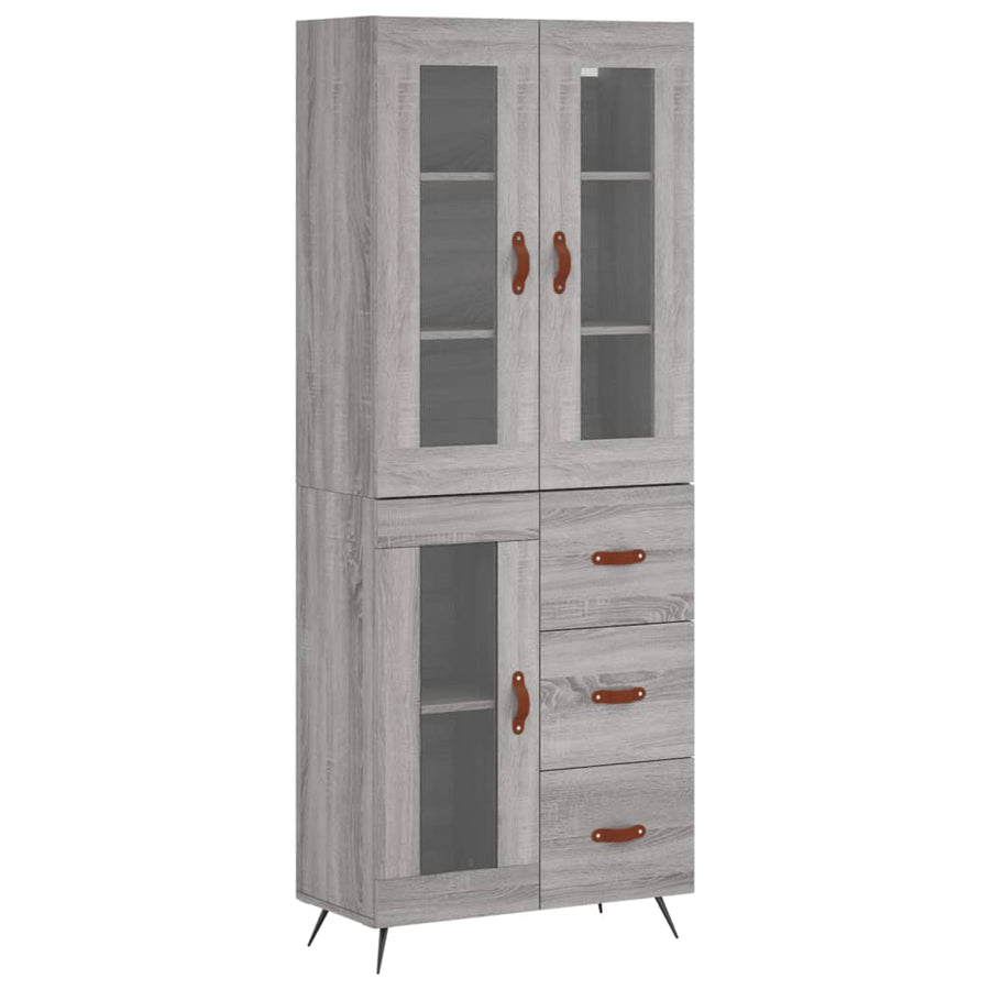 Hoge Kast 69,5X34X180 Cm Bewerkt Hout Grijs Sonoma Eikenkleurig