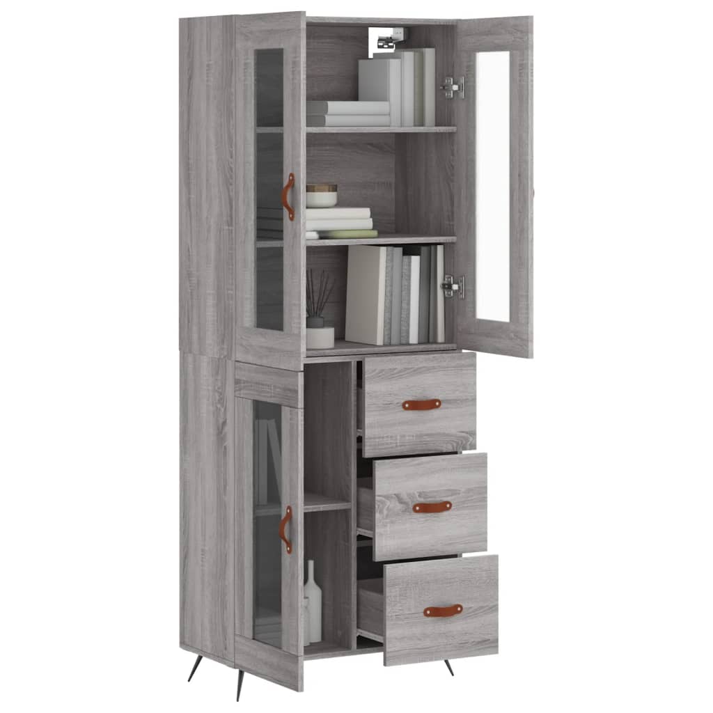 Hoge Kast 69,5X34X180 Cm Bewerkt Hout Grijs Sonoma Eikenkleurig