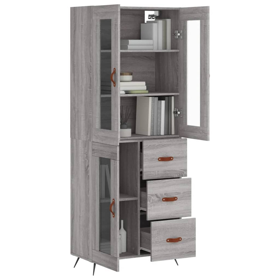 Hoge Kast 69,5X34X180 Cm Bewerkt Hout Grijs Sonoma Eikenkleurig