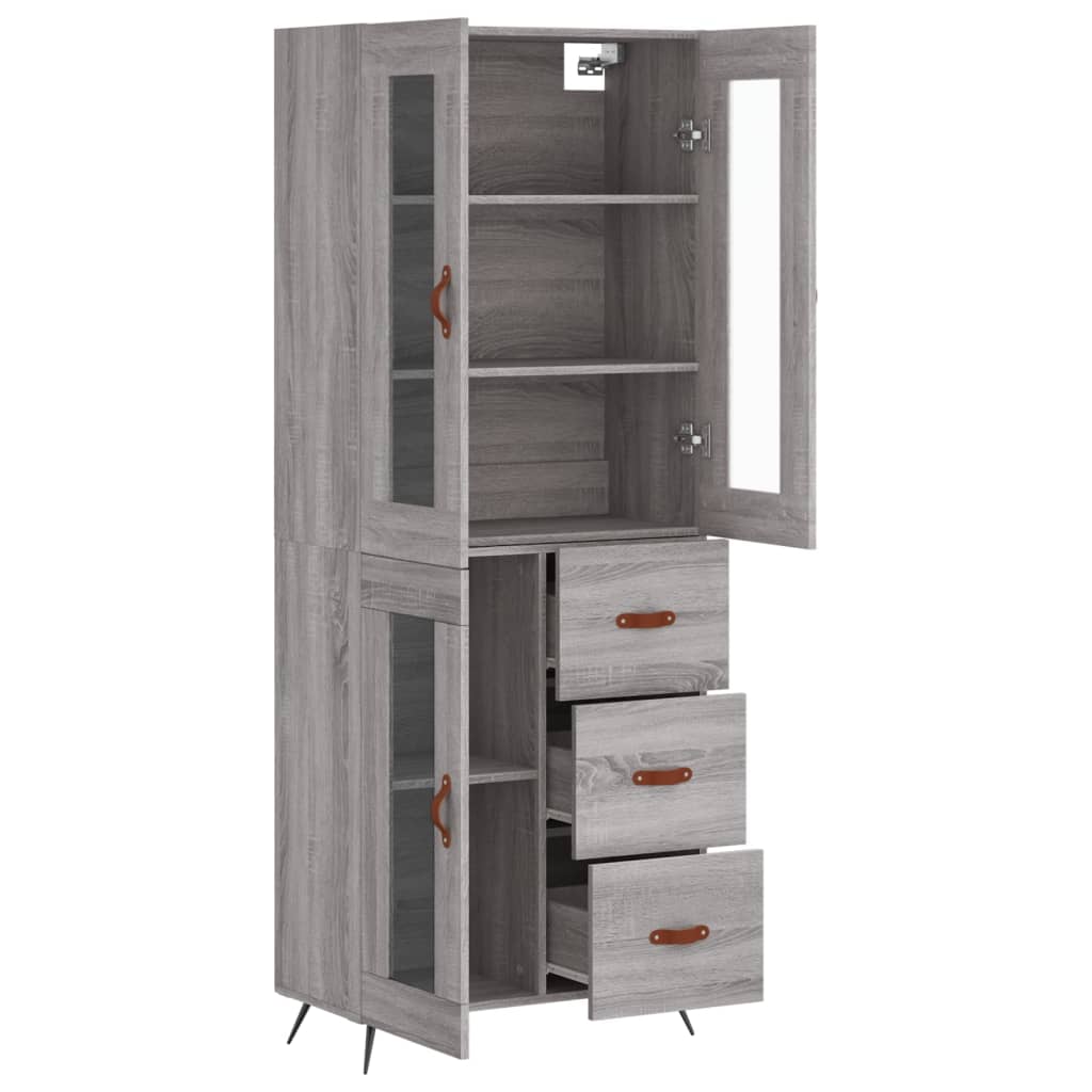 Hoge Kast 69,5X34X180 Cm Bewerkt Hout Grijs Sonoma Eikenkleurig