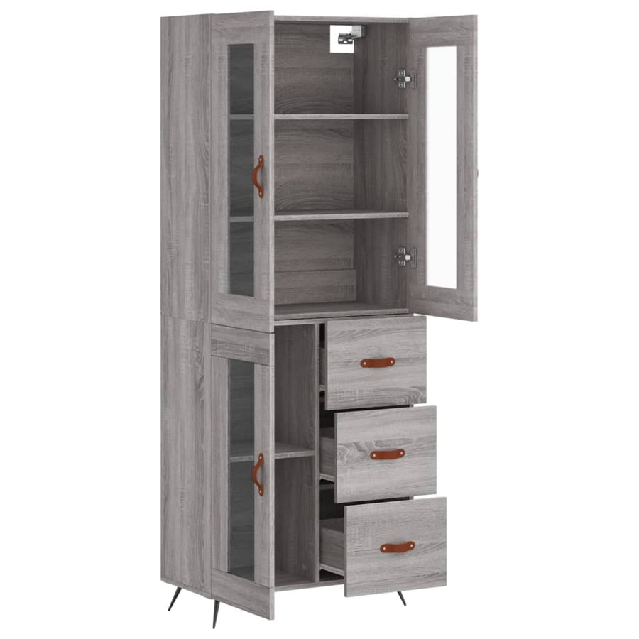 Hoge Kast 69,5X34X180 Cm Bewerkt Hout Grijs Sonoma Eikenkleurig