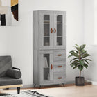 Hoge kast 69,5x34x180 cm bewerkt hout grijs sonoma