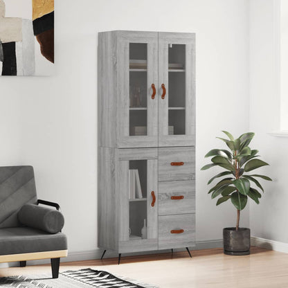 Hoge Kast 69,5X34X180 Cm Bewerkt Hout Grijs Sonoma Eikenkleurig