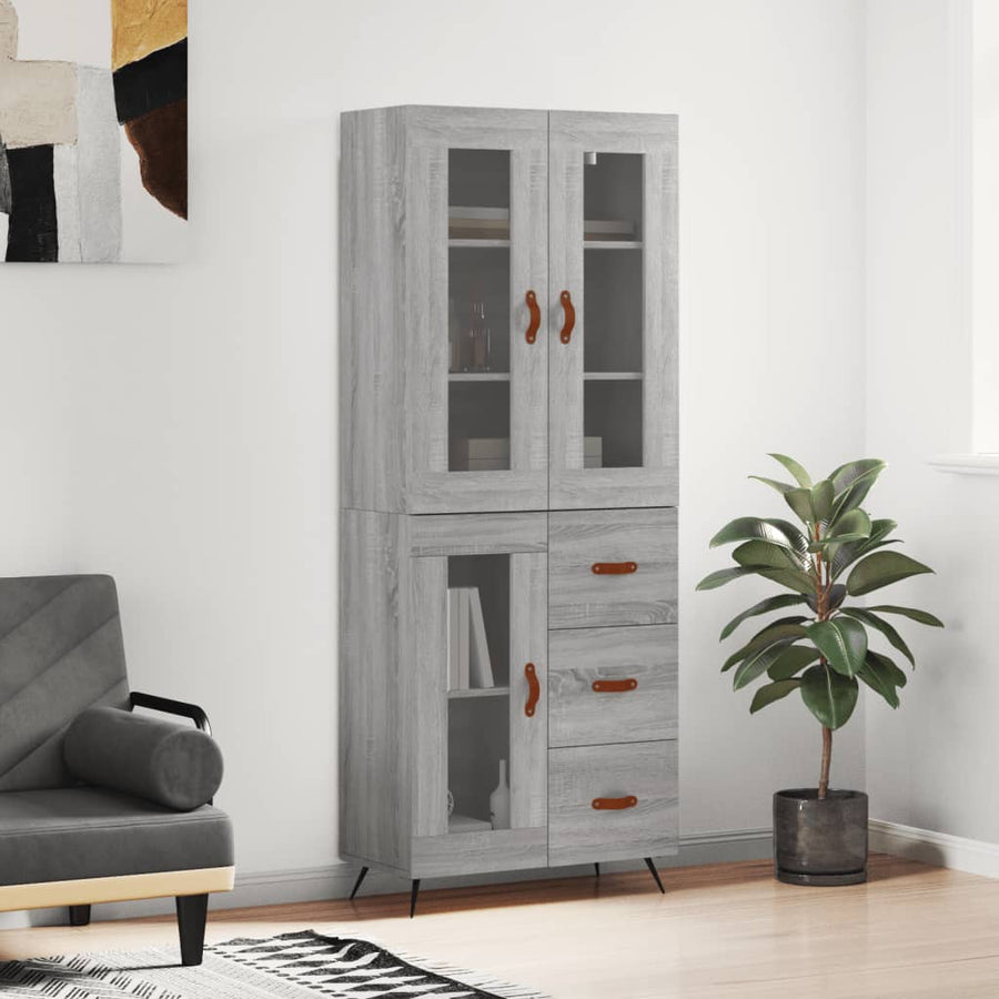 Hoge Kast 69,5X34X180 Cm Bewerkt Hout Grijs Sonoma Eikenkleurig