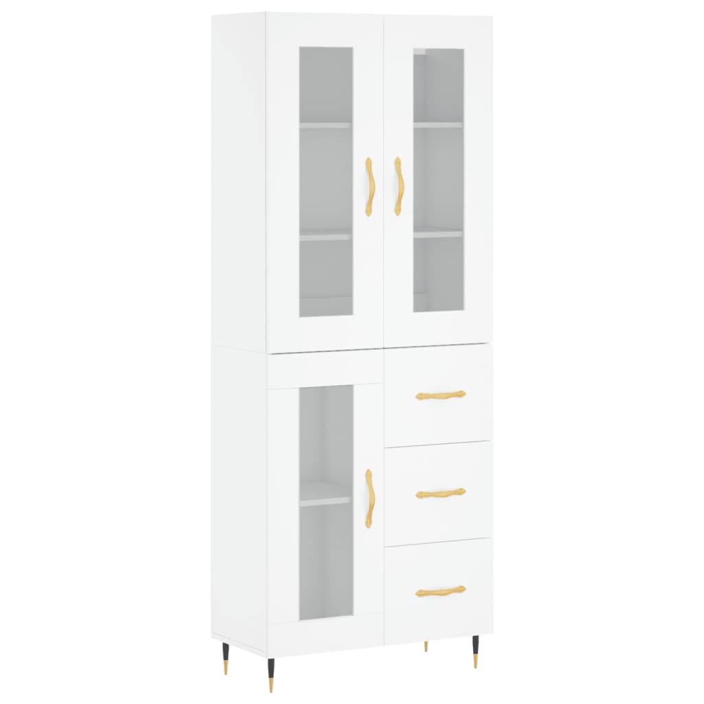 Hoge Kast 69,5X34X180 Cm Bewerkt Hout Wit