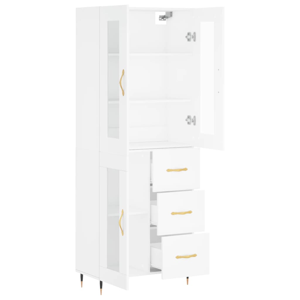 Hoge Kast 69,5X34X180 Cm Bewerkt Hout Wit