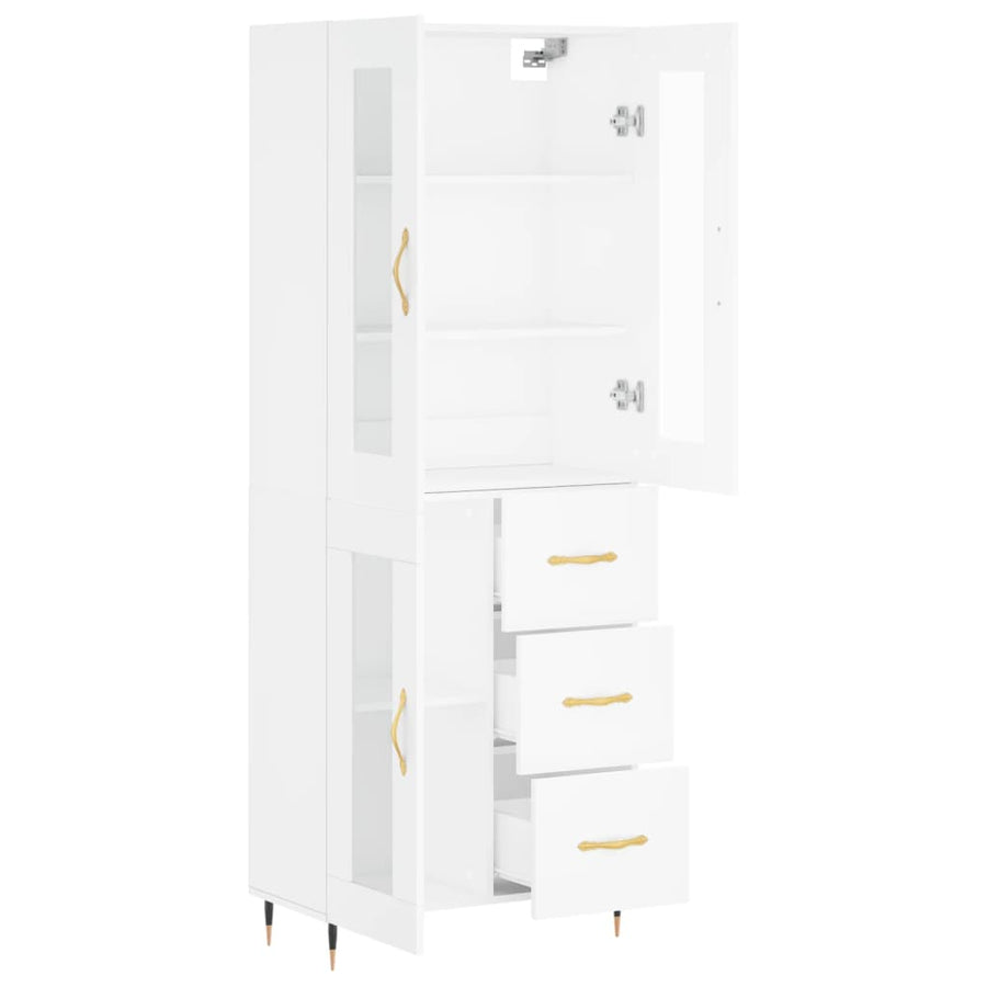 Hoge Kast 69,5X34X180 Cm Bewerkt Hout Wit