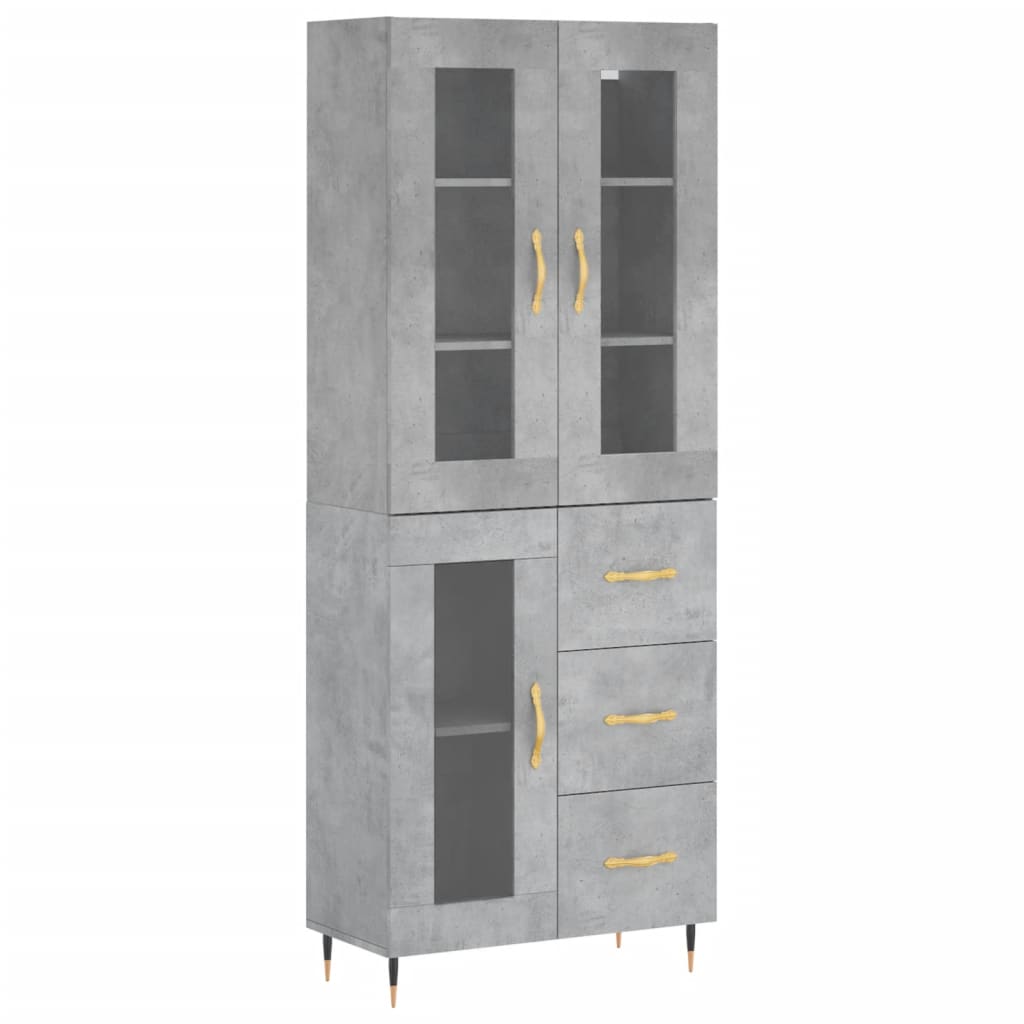 Hoge Kast 69,5X34X180 Cm Bewerkt Hout Betongrijs