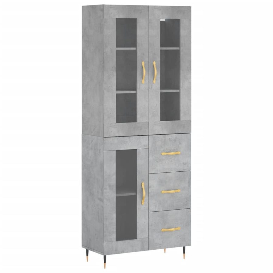 Hoge Kast 69,5X34X180 Cm Bewerkt Hout Betongrijs