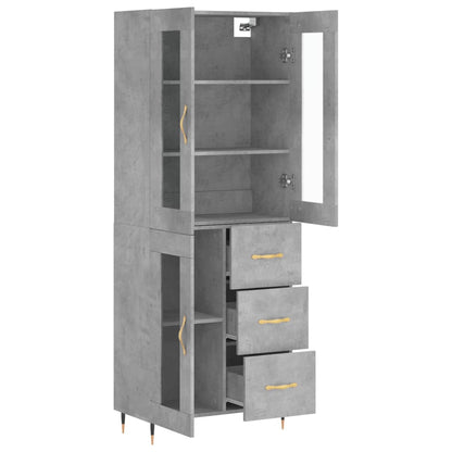 Hoge Kast 69,5X34X180 Cm Bewerkt Hout Betongrijs