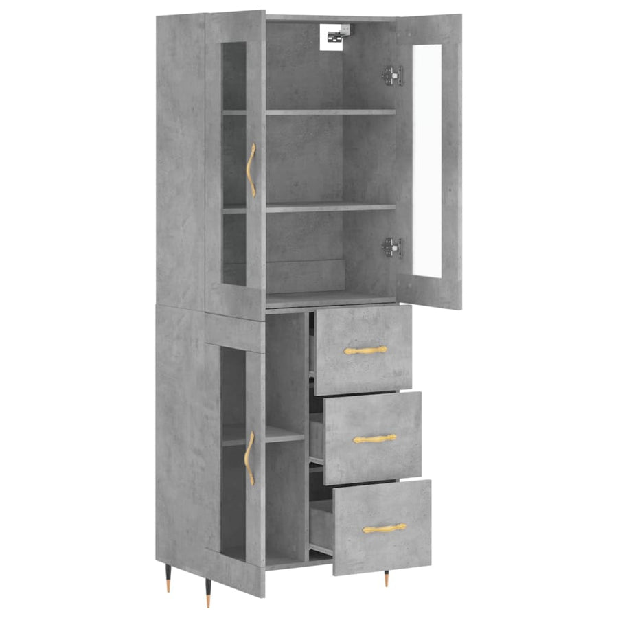 Hoge Kast 69,5X34X180 Cm Bewerkt Hout Betongrijs