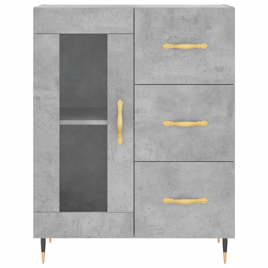 Hoge Kast 69,5X34X180 Cm Bewerkt Hout Betongrijs