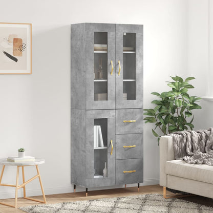 Hoge Kast 69,5X34X180 Cm Bewerkt Hout Betongrijs