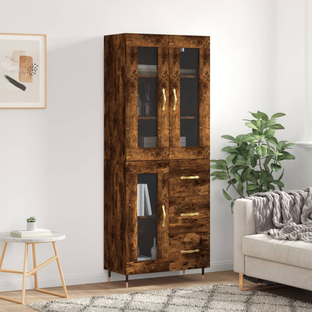 Hoge Kast 69,5X34X180 Cm Bewerkt Hout Kleurig 1