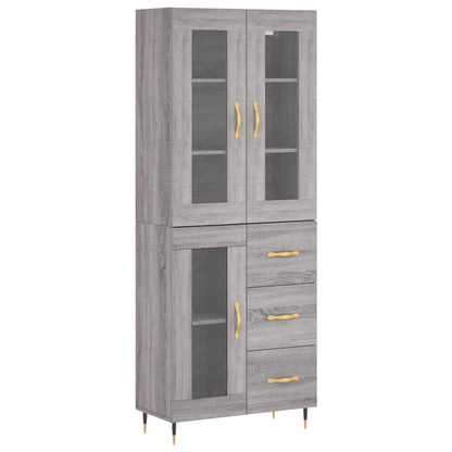 Hoge Kast 69,5X34X180 Cm Bewerkt Hout Grijs Sonoma Eikenkleurig